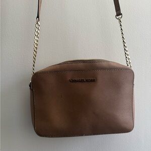 Michael Kors Brown Crossbody Camera Bag with Gold Chain